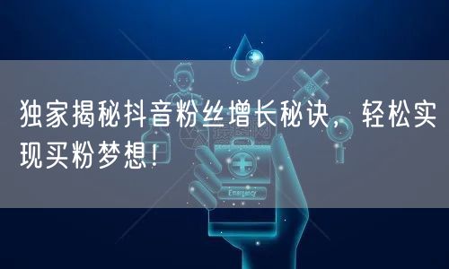 独家揭秘抖音粉丝增长秘诀，轻松实现买粉梦想！