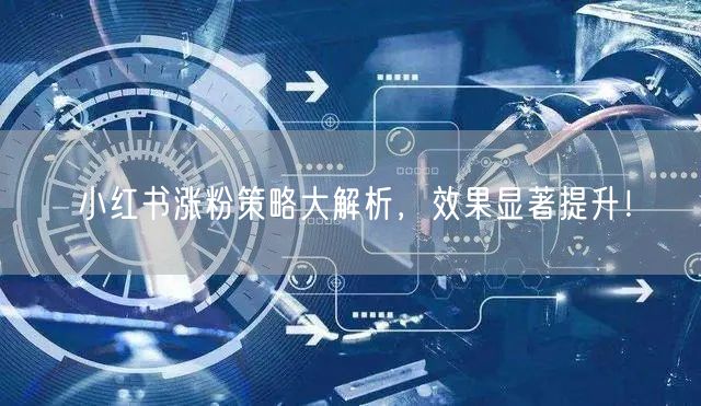 小红书涨粉策略大解析，效果显著提升！